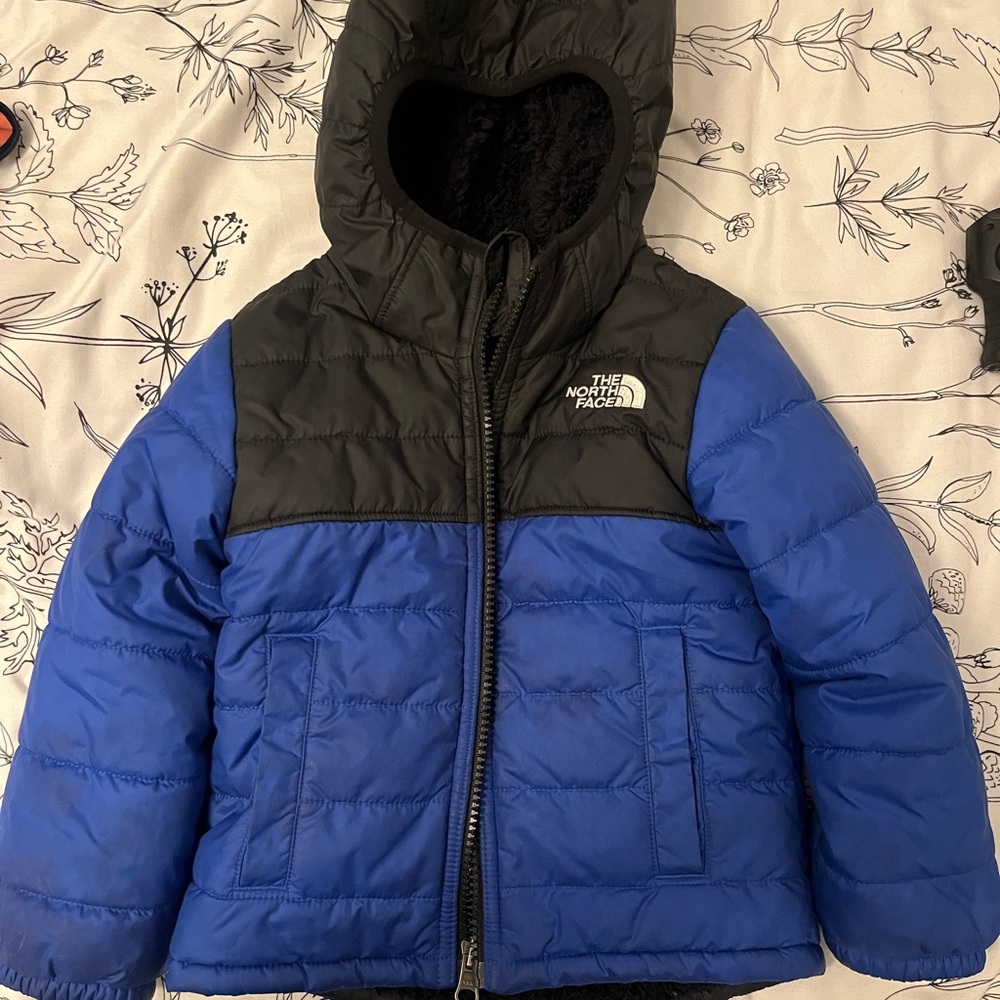 The North Face Black and Blue Insulated Hooded Jacket- Reversible